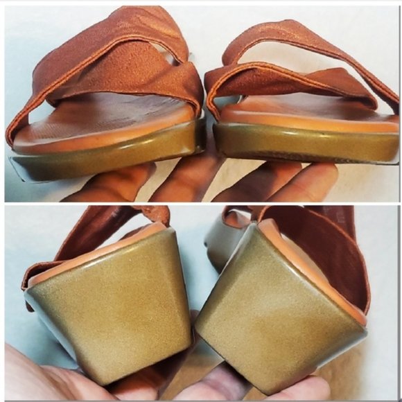 Munro Walking Wedge Orange Criss Cross Slip Ons - Picture 6 of 8